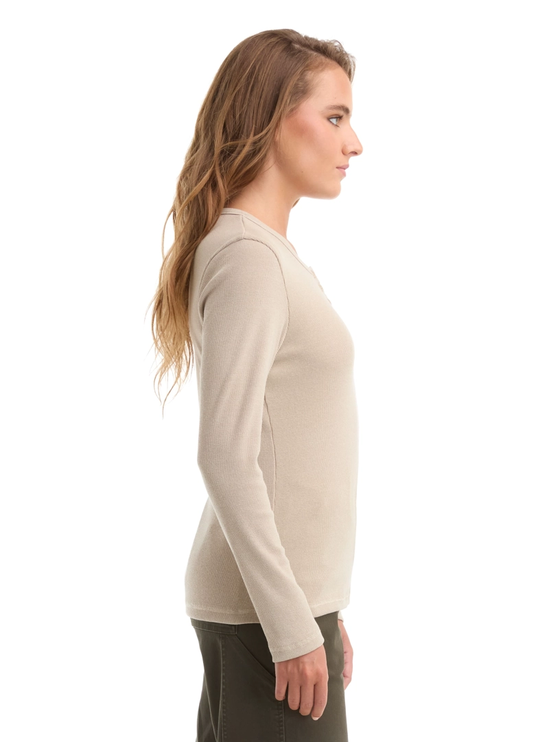 POLERA MUJER MANGA LARGA RIB JASPEADO PANAMA JACK - L992 | BEIGE - 4