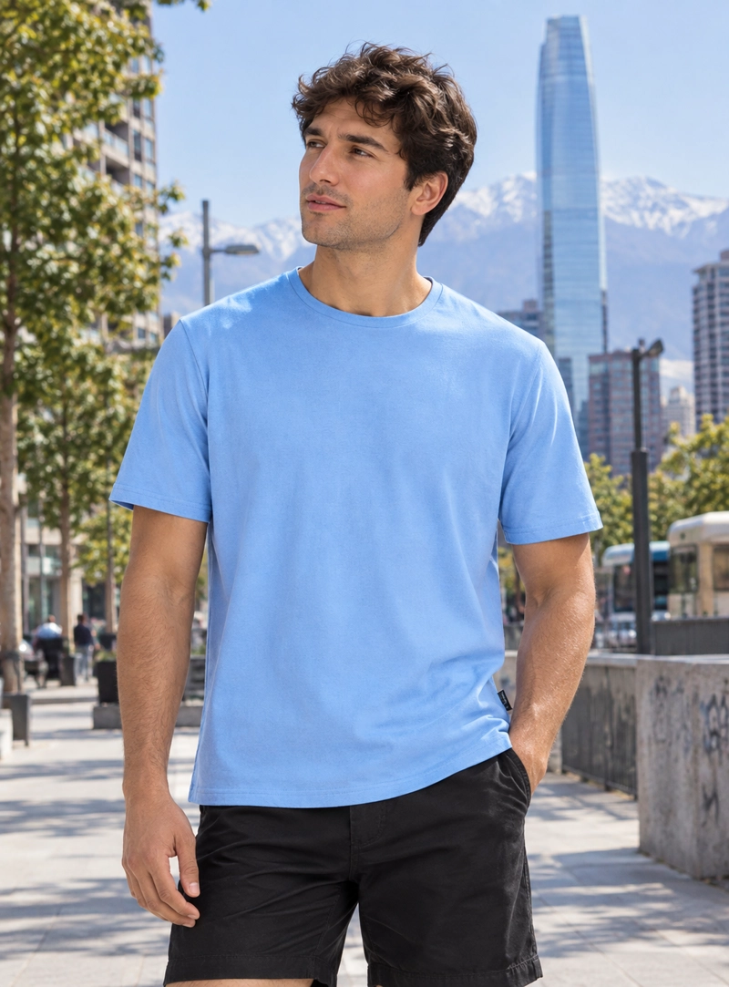 POLERA HOMBRE ALGODON ESTAMPADA PANAMA JACK - K857 | CELESTE - 1