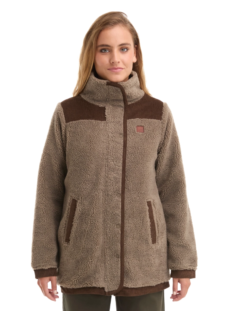 CHAQUETA MUJER SHERPA POLAR JASPEADO PANAMA JACK - L987 | MARRON CLARO - 2