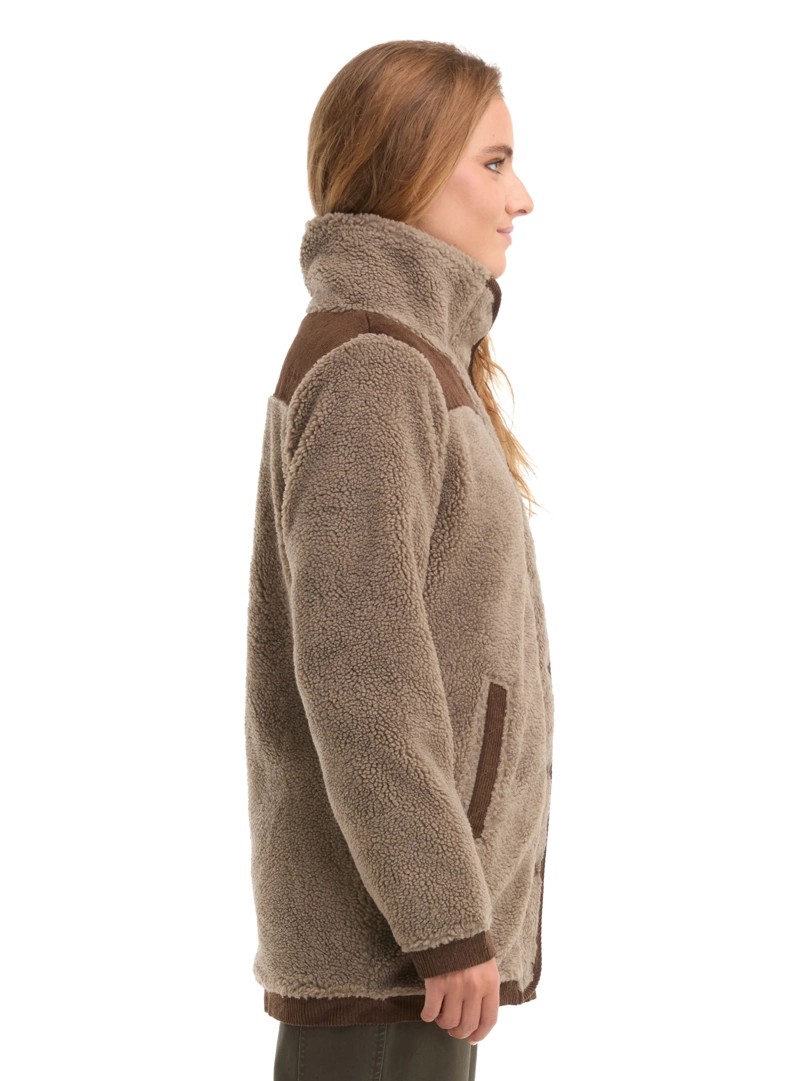 CHAQUETA MUJER SHERPA POLAR JASPEADO PANAMA JACK - L987 | MARRON CLARO - 4