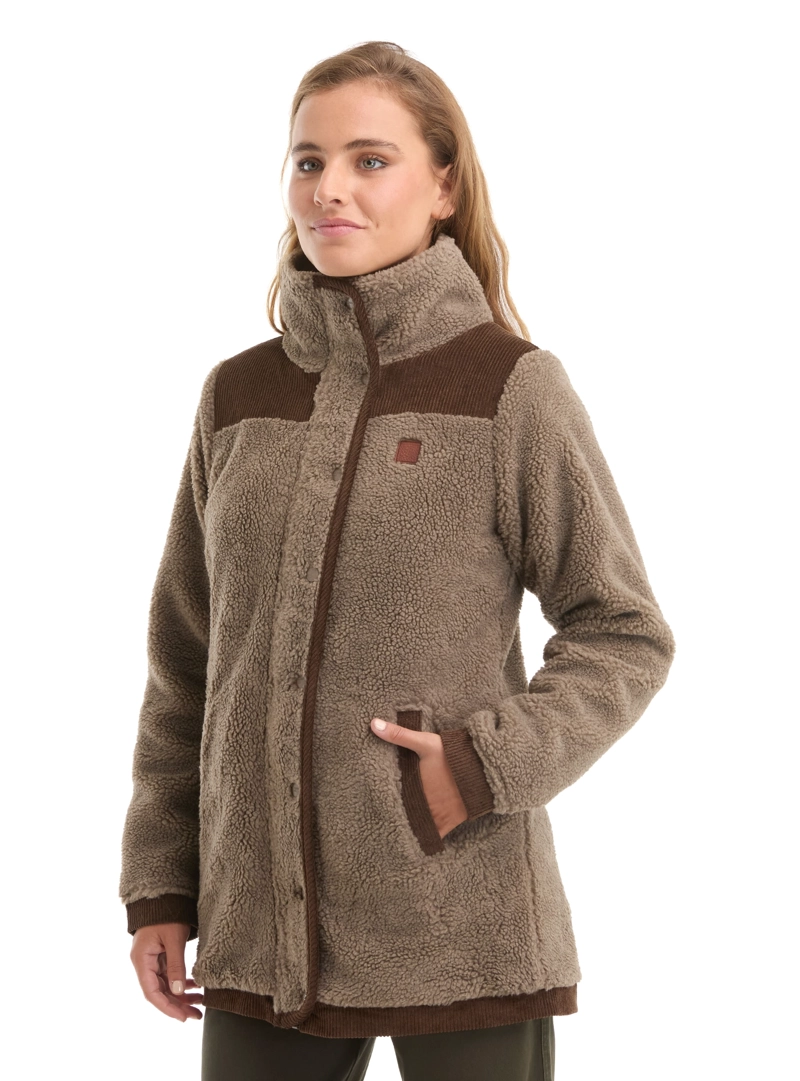 CHAQUETA MUJER SHERPA POLAR JASPEADO PANAMA JACK - L987 | MARRON CLARO - 5