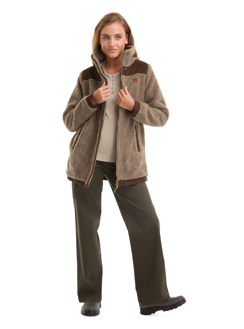 CHAQUETA MUJER SHERPA POLAR JASPEADO PANAMA JACK - L987 | MARRON CLARO - 8