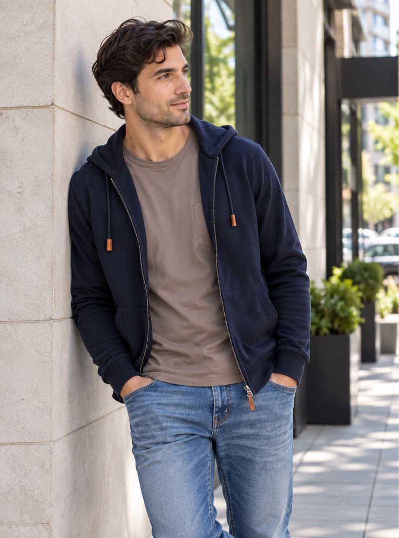 POLERON HOMBRE CON CAPUCHA PANAMA JACK - I963 | AZUL - 1