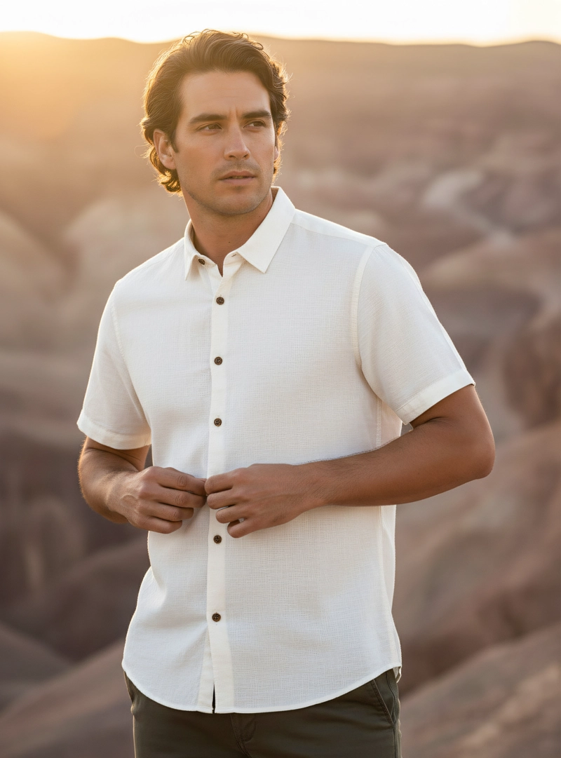 CAMISA LINO ALGODON HOMBRE PANAMA JACK - PJH004M | BLANCO - 1
