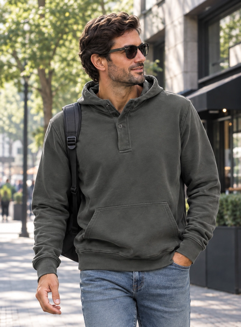 POLERON HOMBRE CON GORRO PANAMA JACK - H944 | GRIS - 1