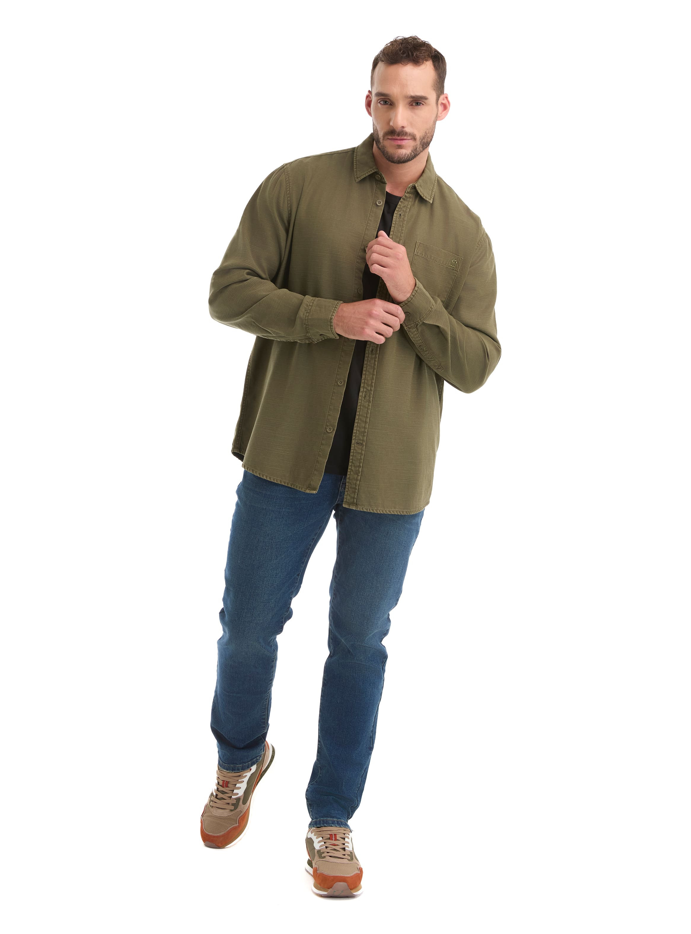 CAMISA HOMBRE MANGA LARGA TWILL CASUAL PANAMA JACK - L961 | VERDE - 7