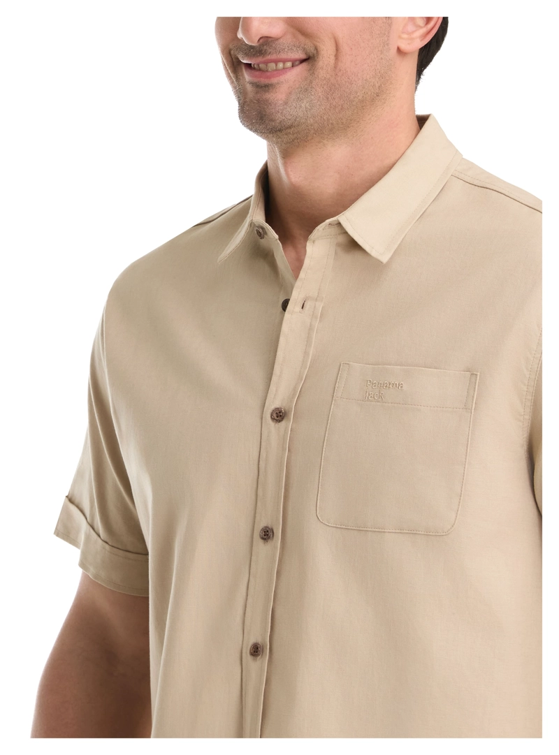 CAMISA HOMBRE TIPO LINO PANAMA JACK - K864 | BEIGE - 6