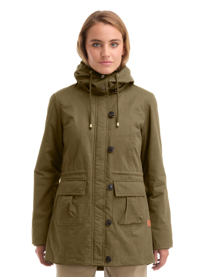 CHAQUETA MUJER TWILL POLAR CON GORRO PANAMA JACK - L983 | VERDE - 2
