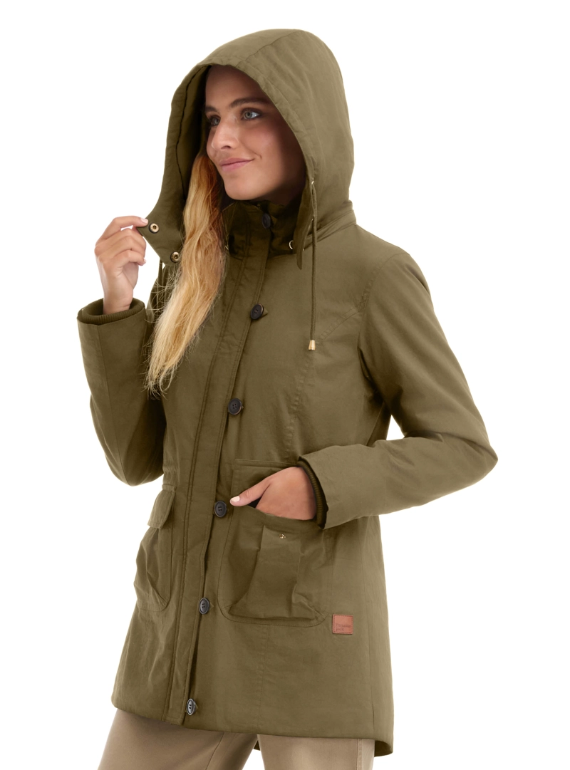 CHAQUETA MUJER TWILL POLAR CON GORRO PANAMA JACK - L983 | VERDE - 4