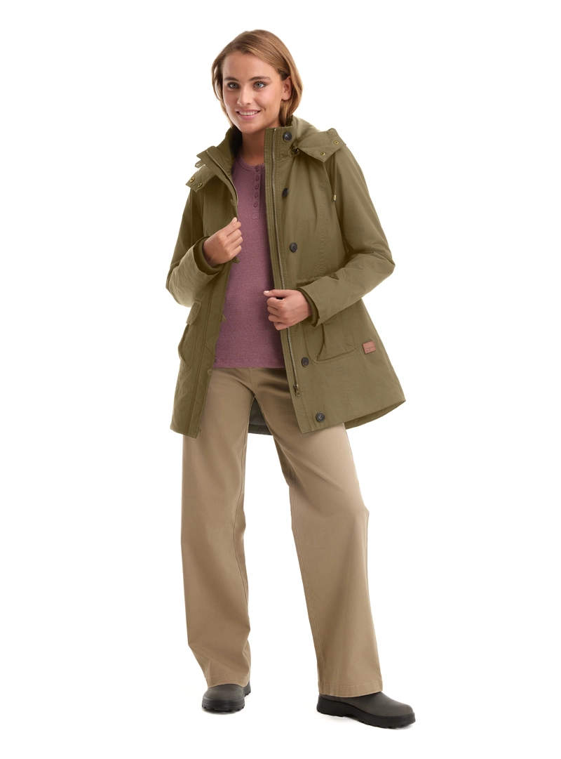 CHAQUETA MUJER TWILL POLAR CON GORRO PANAMA JACK - L983 | VERDE - 9