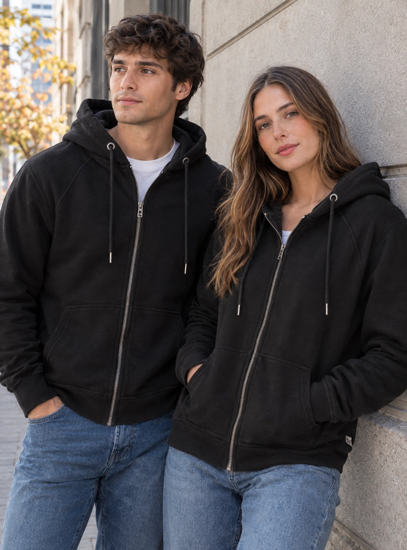 POLERON UNISEX ZIPPER PANAMA JACK - PJH007M | NEGRO - 1