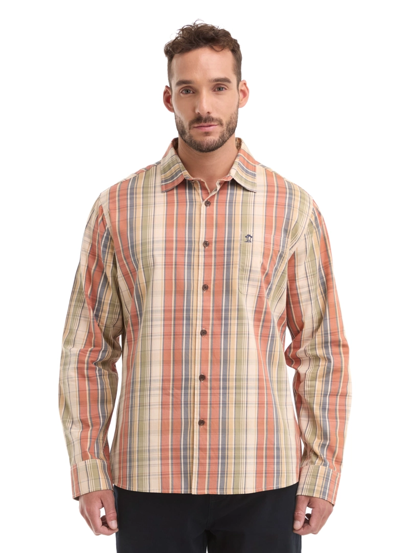 CAMISA HOMBRE ESCOCESA MANGA LARGA CASUAL PANAMA JACK - L963 | NARANJA - 2