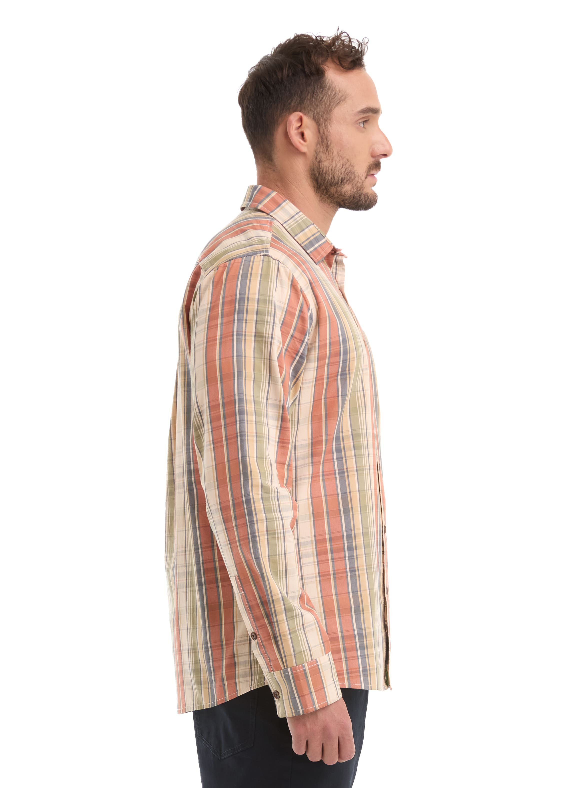 CAMISA HOMBRE ESCOCESA MANGA LARGA CASUAL PANAMA JACK - L963 | NARANJA - 3