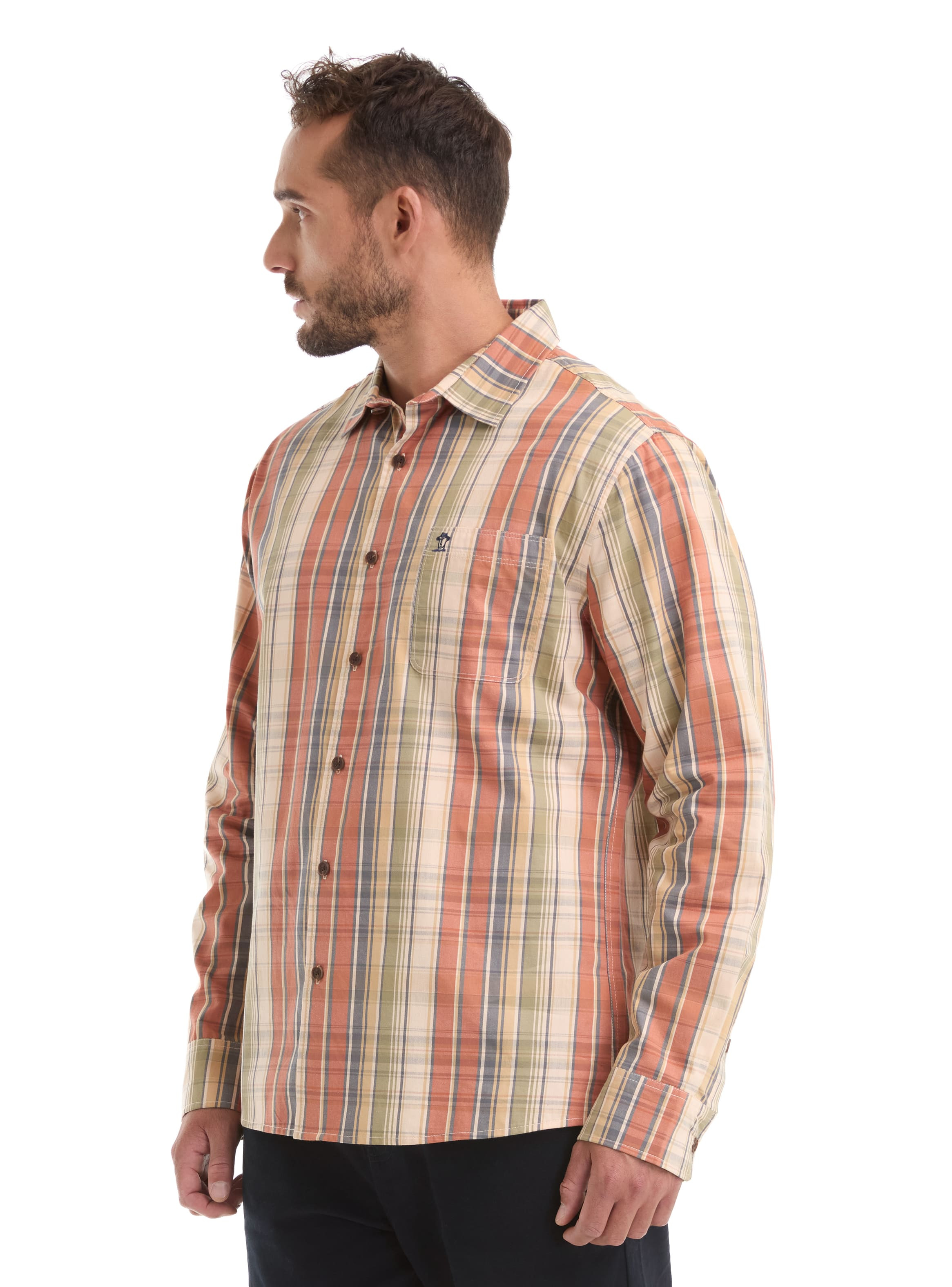 CAMISA HOMBRE ESCOCESA MANGA LARGA CASUAL PANAMA JACK - L963 | NARANJA - 4