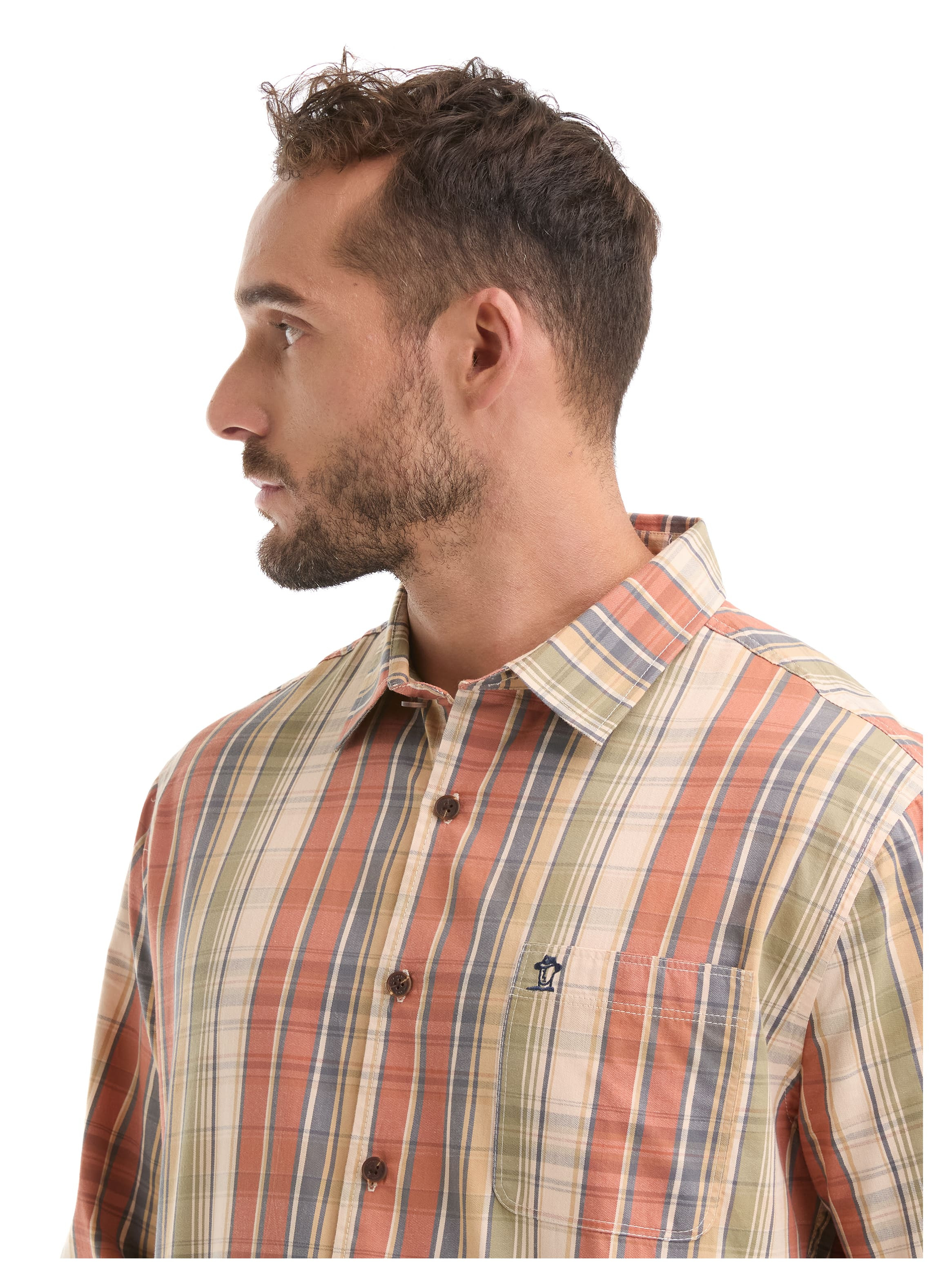 CAMISA HOMBRE ESCOCESA MANGA LARGA CASUAL PANAMA JACK - L963 | NARANJA - 5
