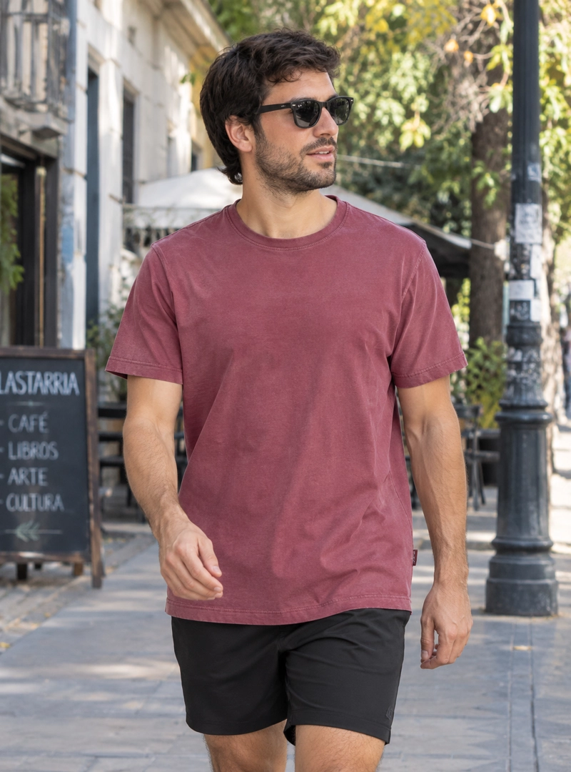 POLERA HOMBRE MANGA CORTA ALGODON PANAMA JACK - G944 | BORDO - 1