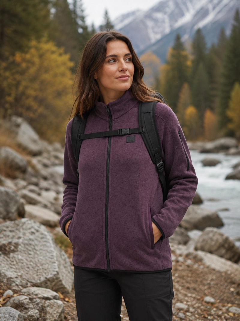 POLERON MUJER TEJIDO POLAR JASPEADO CIERRE PANAMA JACK - L990 | MORADO - 1