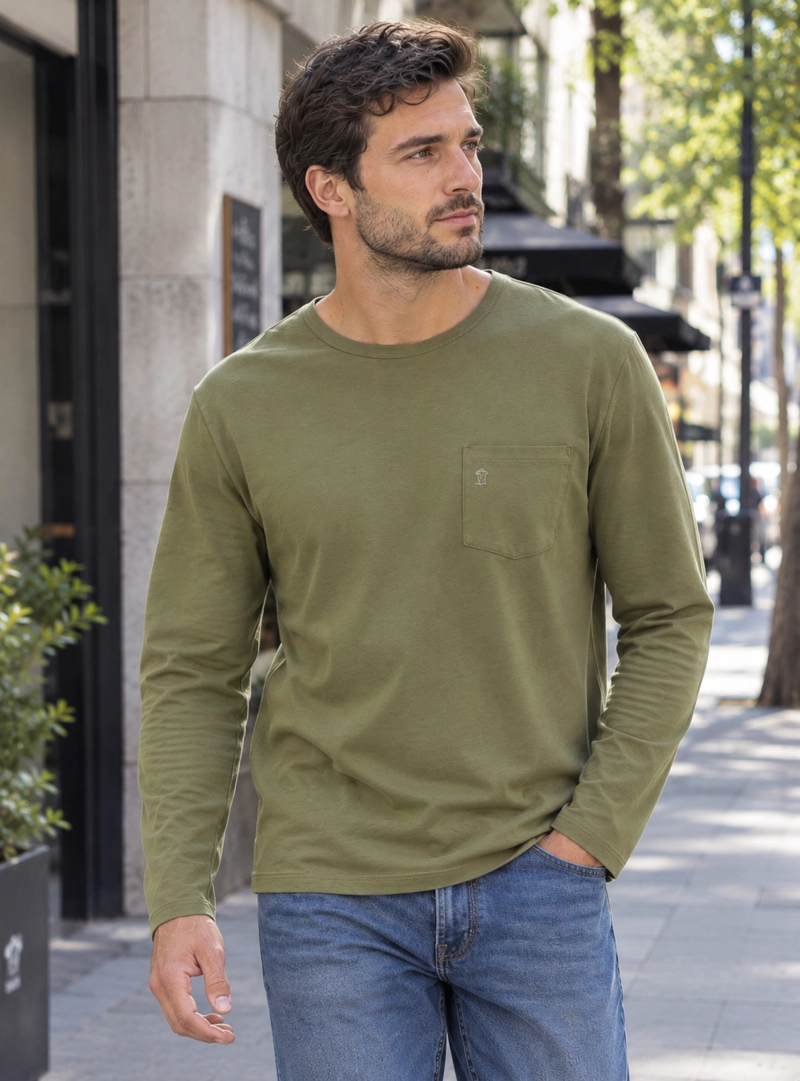 POLERA HOMBRE MANGA LARGA PANAMA JACK - L960 | VERDE - 1