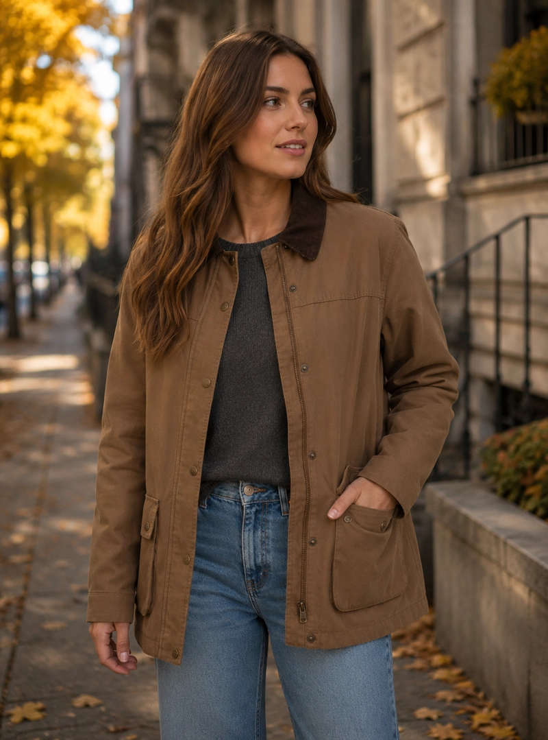 CHAQUETA MUJER CANVAS FRANELA PANAMA JACK - L985 | VERDE - 1