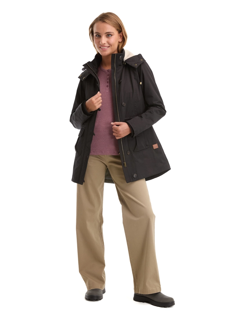 CHAQUETA MUJER TWILL POLAR CON GORRO PANAMA JACK - L983 | NEGRO - 9