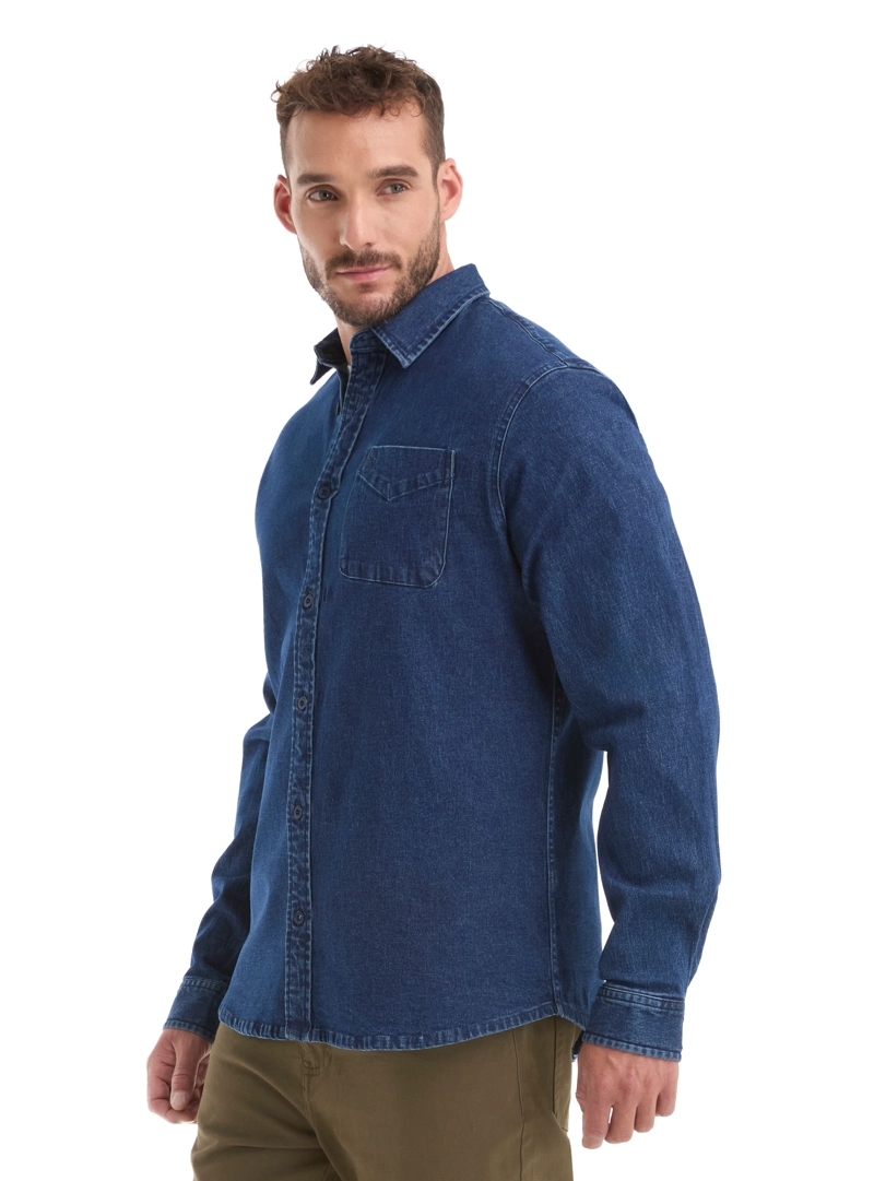 CAMISA HOMBRE DENIM MANGA LARGA CASUAL PANAMA JACK - L965 | AZUL - 4