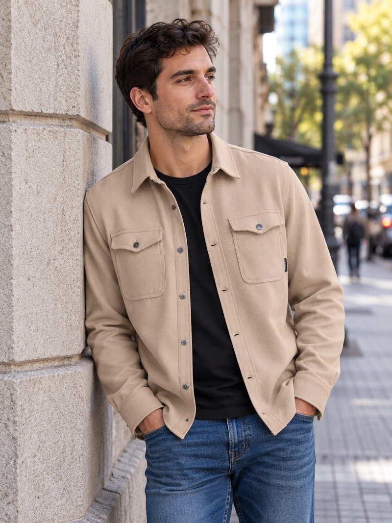 SOBRECAMISA CASUAL HOMBRE PANAMA JACK - K871 | BEIGE - 1