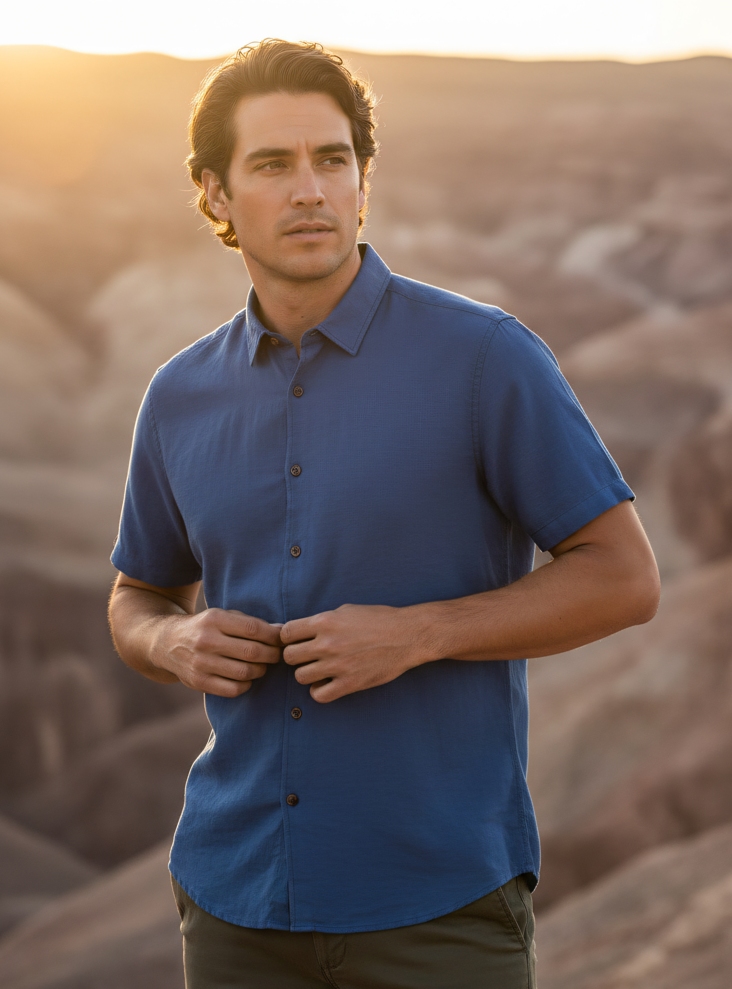 CAMISA LINO ALGODON HOMBRE PANAMA JACK - PJH004M | AZUL - 1