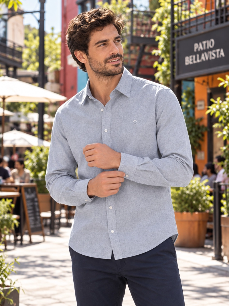 CAMISA HOMBRE OXFORD PANAMA JACK - PJH005M | GRIS - 1