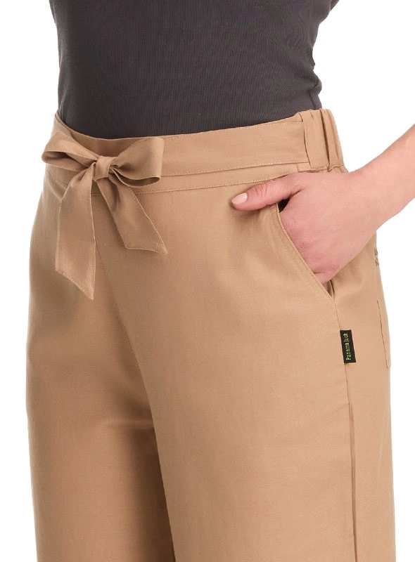 PANTALON LINO PALAZZO MUJER PANAMA JACK - K847 | BEIGE - 3
