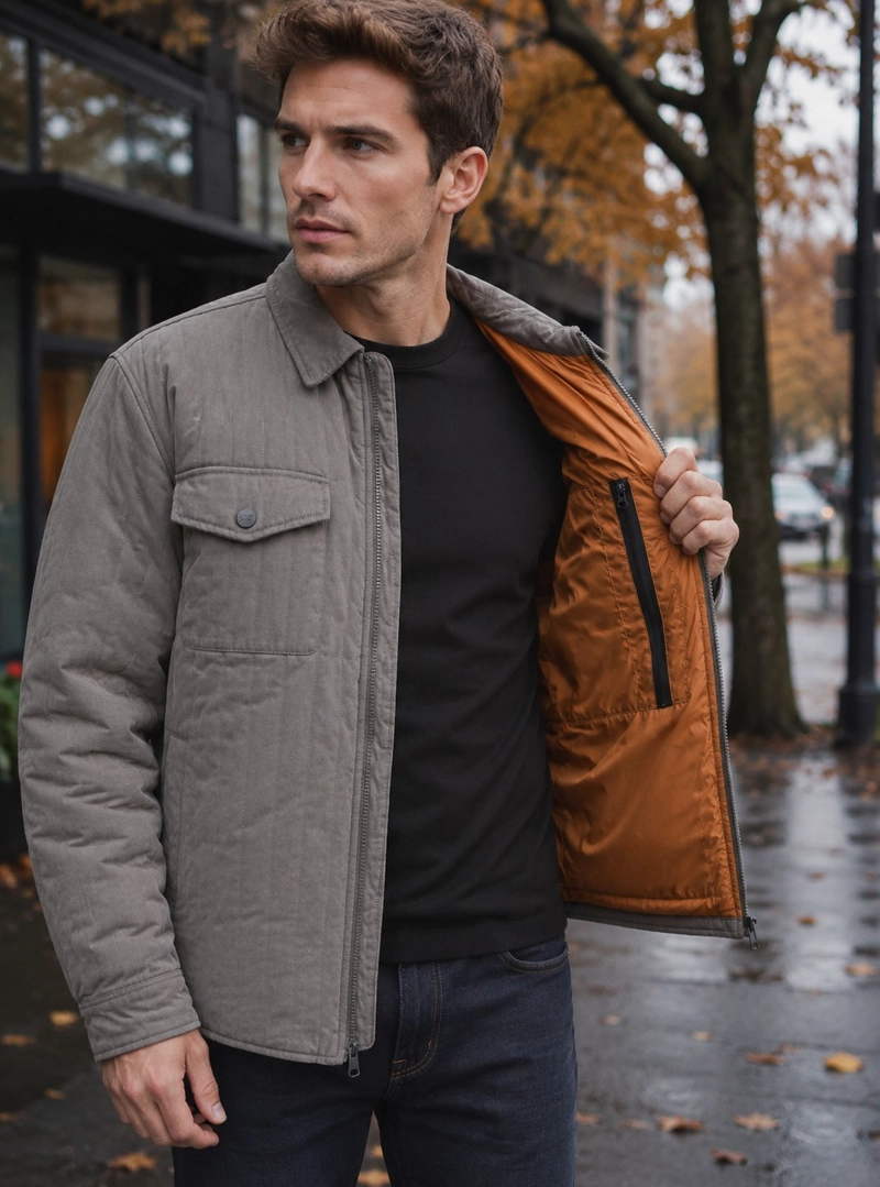 CHAQUETA HOMBRE TWILL ALGODON ACOLCHADA PANAMA JACK - L973 | GRIS - 1