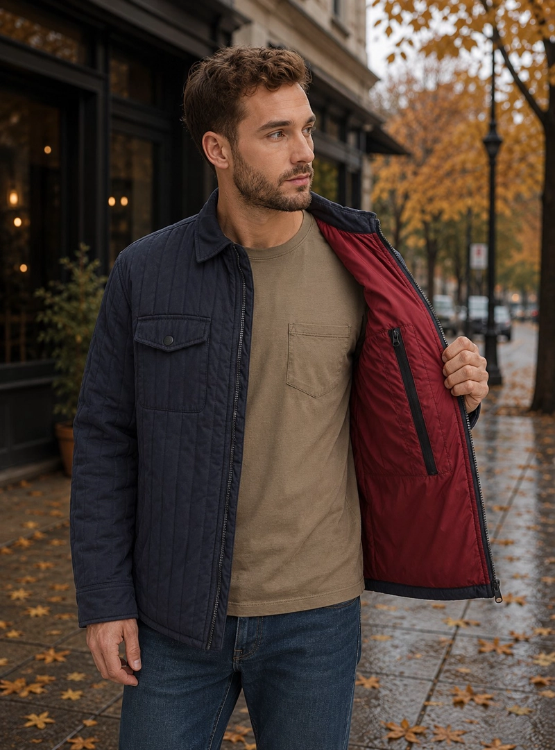CHAQUETA HOMBRE TWILL ALGODON ACOLCHADA PANAMA JACK - L973 | AZUL - 1