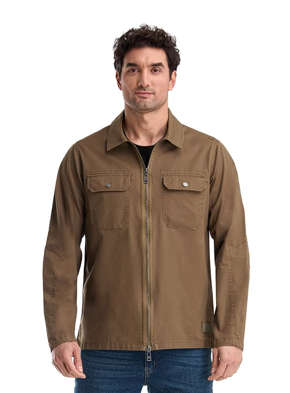 CHAQUETA HOMBRE SOBRE CAMISA DOBLE ZIPPER PANAMA JACK - K872 | MARRON - 2