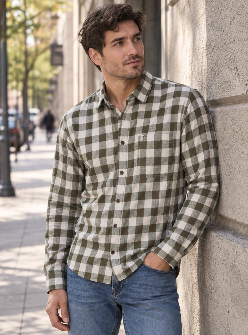 CAMISA HOMBRE LINO PANAMA JACK - K865 | VERDE - 1