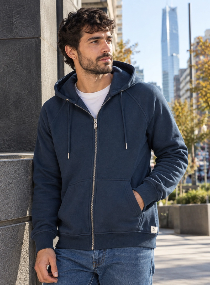 POLERON UNISEX ZIPPER PANAMA JACK - PJH007M | AZUL - 1