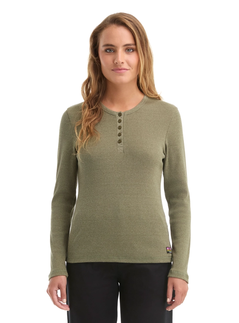 POLERA MUJER MANGA LARGA RIB JASPEADO PANAMA JACK - L992 | VERDE - 2