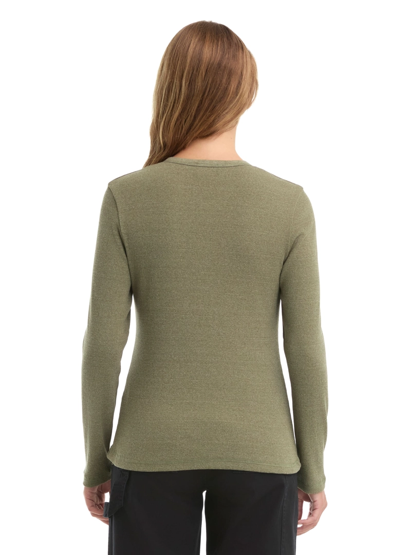 POLERA MUJER MANGA LARGA RIB JASPEADO PANAMA JACK - L992 | VERDE - 3