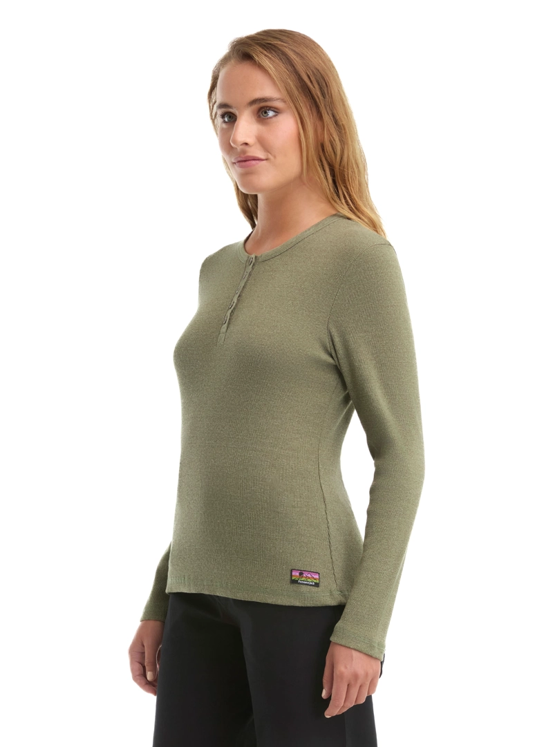 POLERA MUJER MANGA LARGA RIB JASPEADO PANAMA JACK - L992 | VERDE - 4