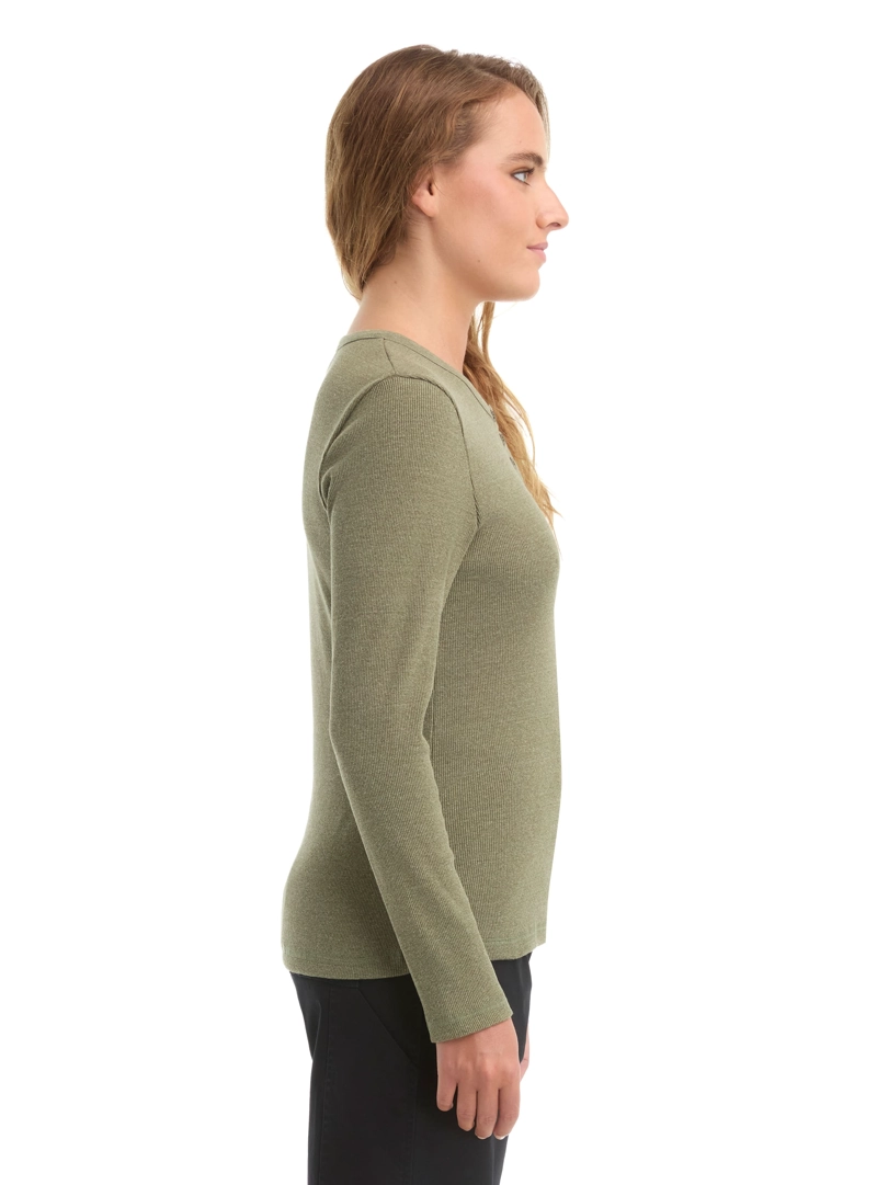 POLERA MUJER MANGA LARGA RIB JASPEADO PANAMA JACK - L992 | VERDE - 5