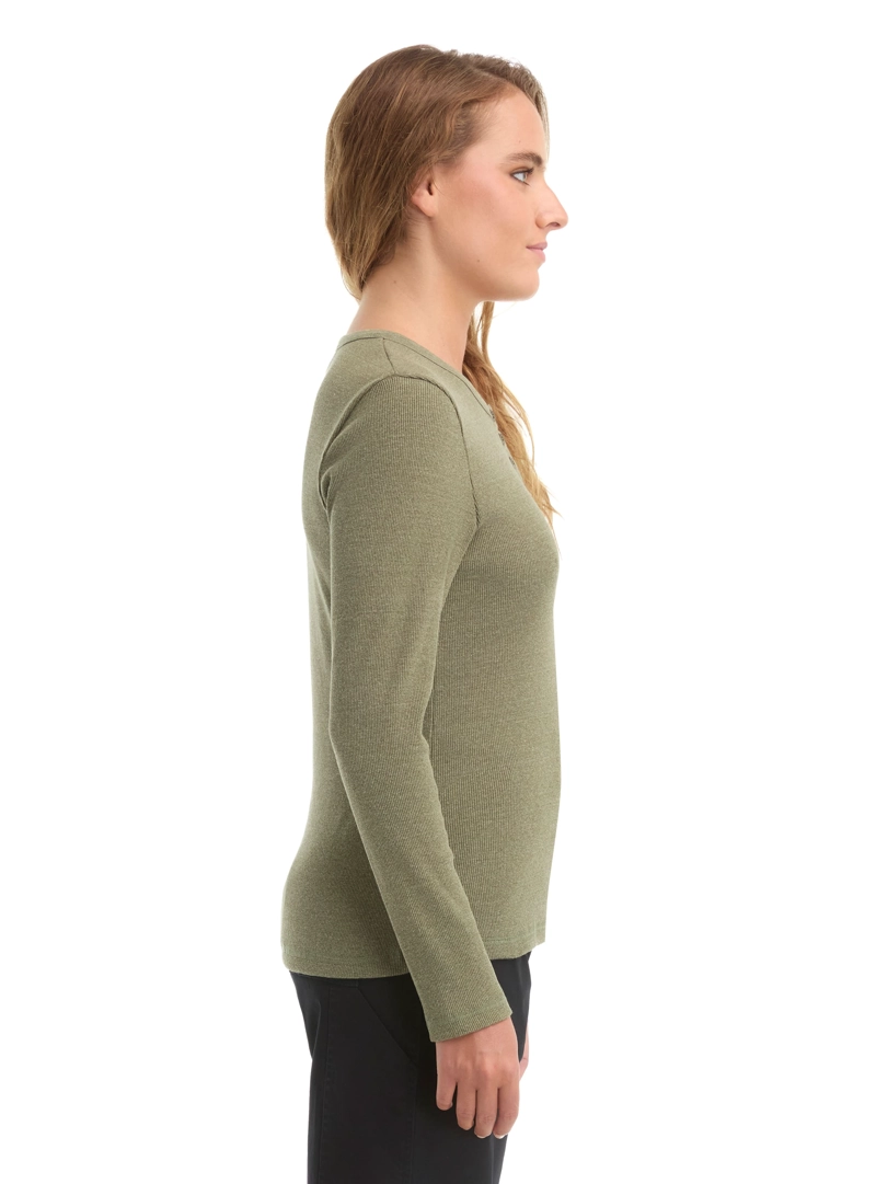 POLERA MUJER MANGA LARGA RIB JASPEADO PANAMA JACK - L992 | VERDE - 5