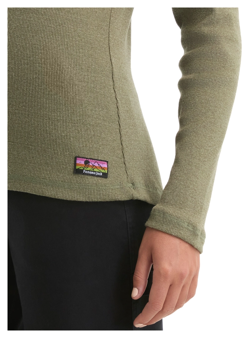 POLERA MUJER MANGA LARGA RIB JASPEADO PANAMA JACK - L992 | VERDE - 6