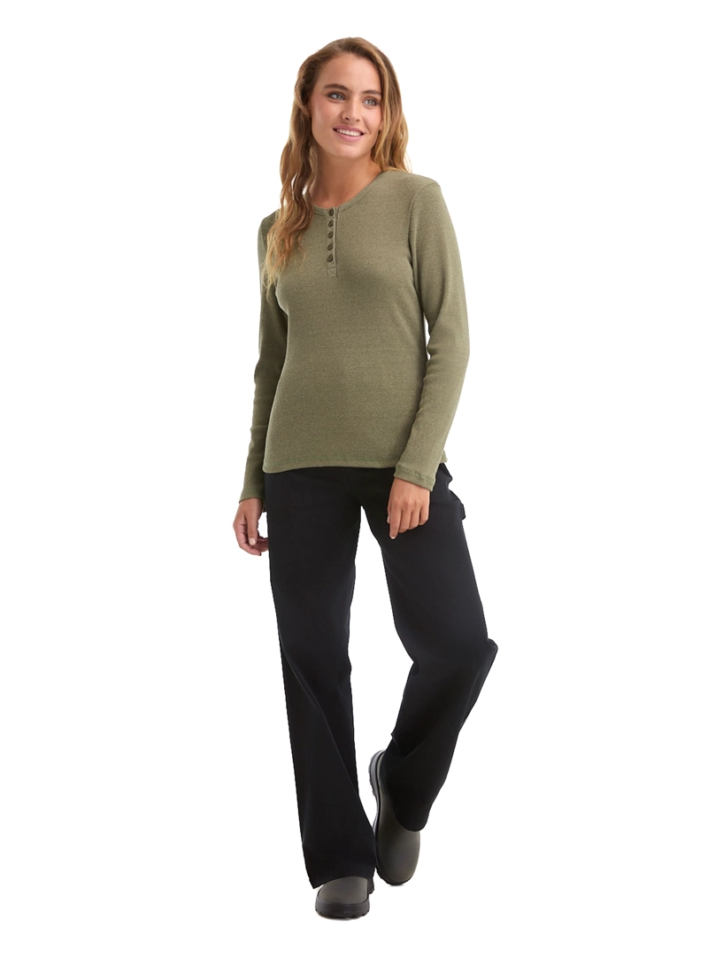 POLERA MUJER MANGA LARGA RIB JASPEADO PANAMA JACK - L992 | VERDE - 7