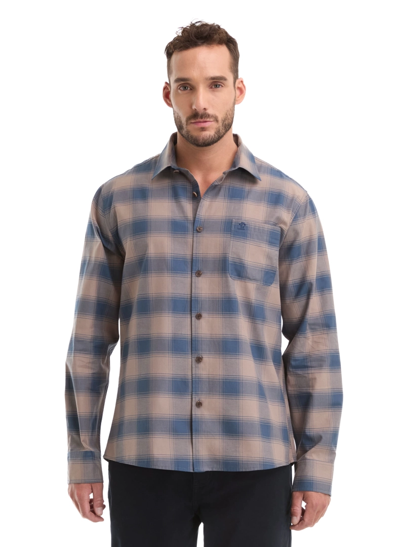 CAMISA HOMBRE ESCOCESA LIVIANA CASUAL PANAMA JACK - L964 | BEIGE - 1