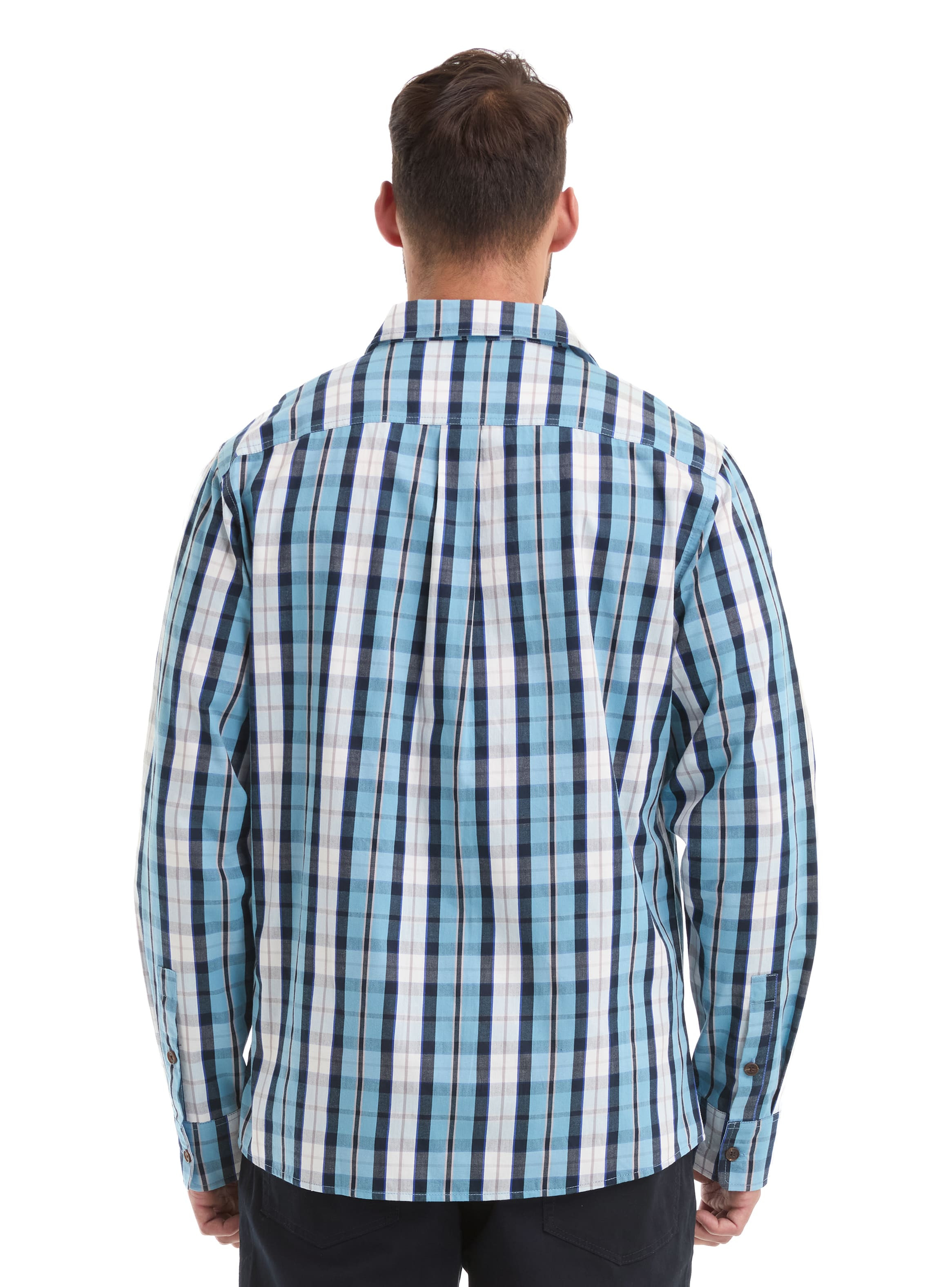 CAMISA HOMBRE ESCOCESA MANGA LARGA CASUAL PANAMA JACK - L963 | CELESTE - 2