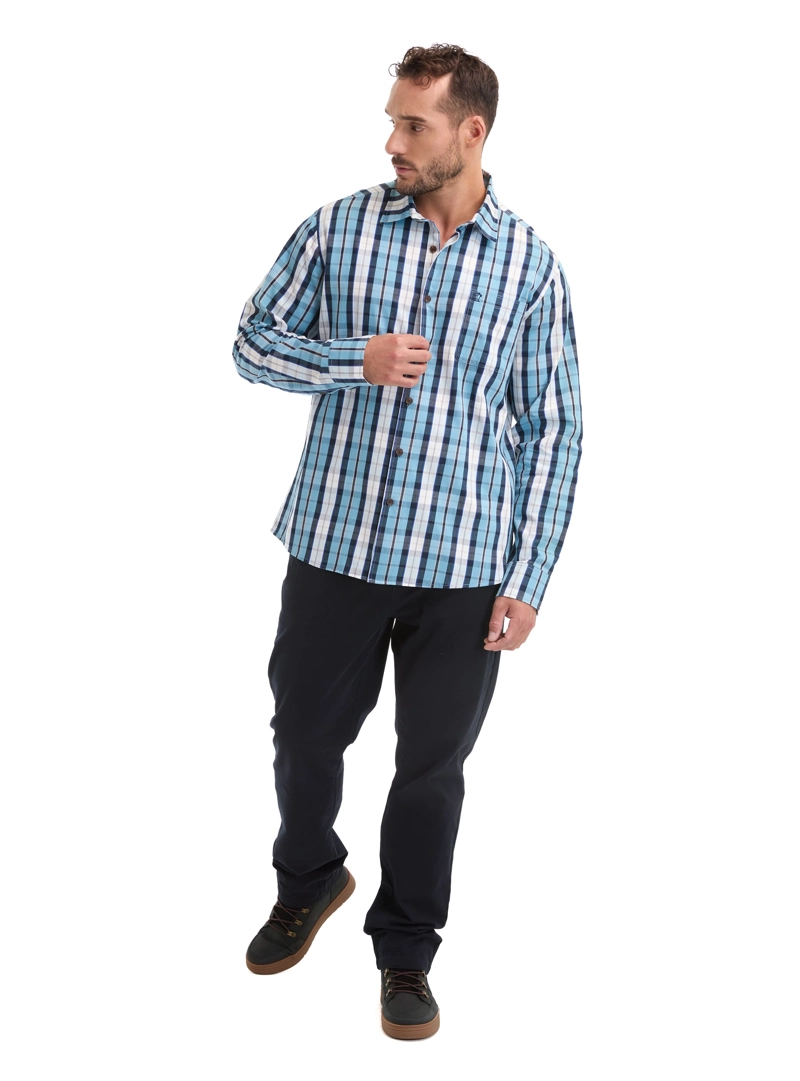 CAMISA HOMBRE ESCOCESA MANGA LARGA CASUAL PANAMA JACK - L963 | CELESTE - 6