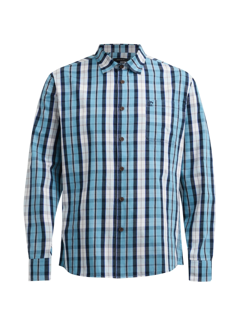 CAMISA HOMBRE ESCOCESA MANGA LARGA CASUAL PANAMA JACK - L963 | CELESTE - 7