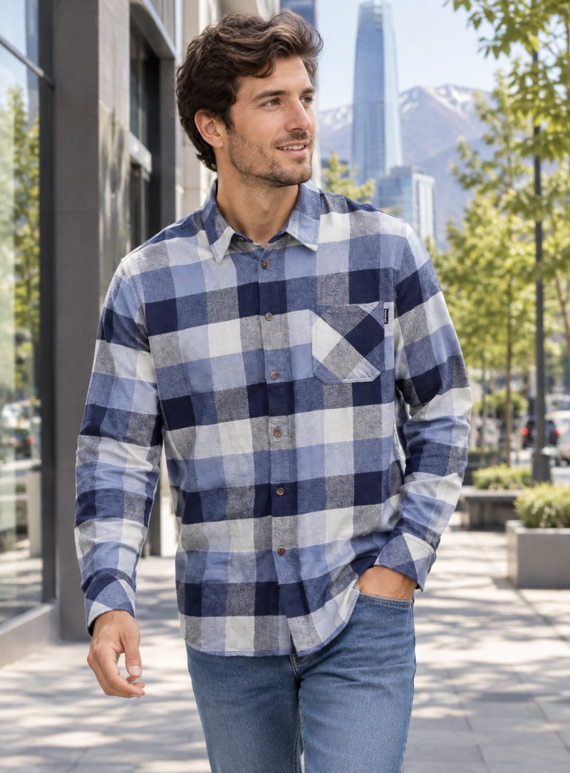 CAMISA HOMBRE TIPO LEÑADORA PANAMA JACK - H941 | AZUL - 1