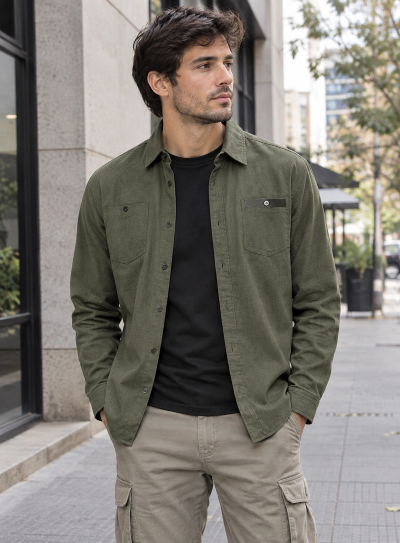 SOBRECAMISA OUTDOOR HOMBRE PJACK - J930 | VERDE - 1
