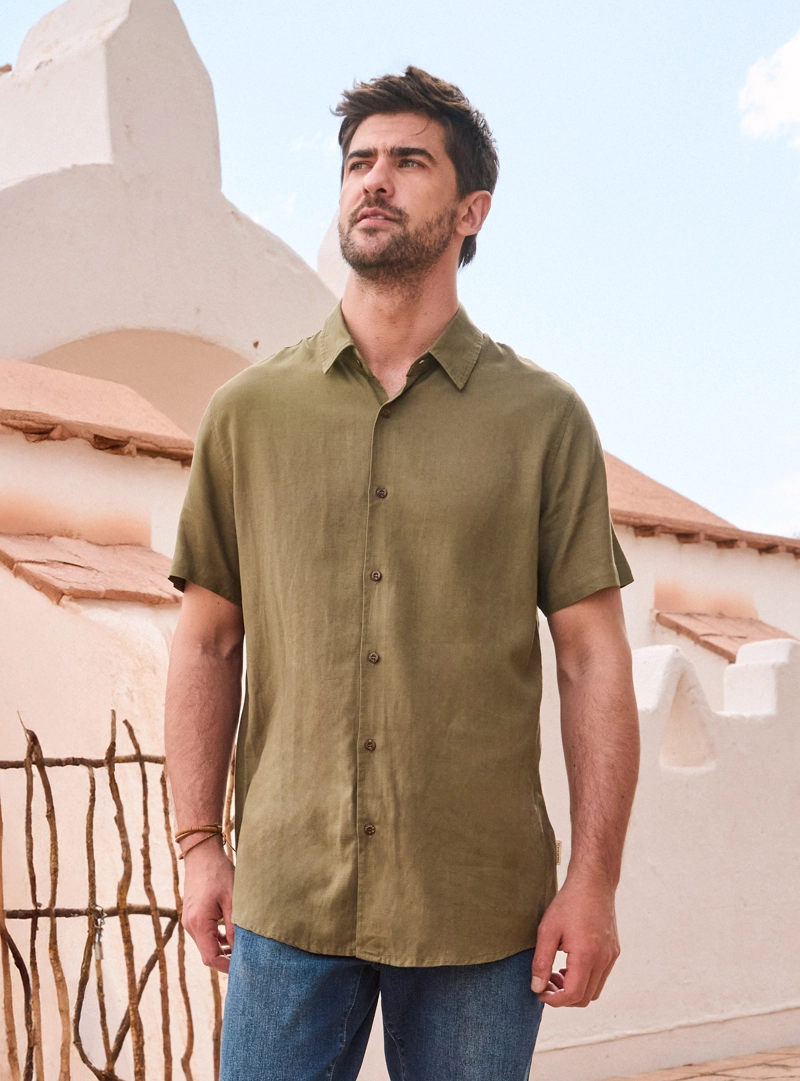 CAMISA LINO ALGODON HOMBRE PANAMA JACK - PJH004M | VERDE - 1