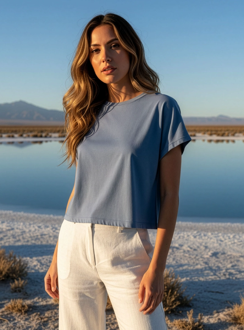 POLERA MUJER MANGA OVERSIZE PANAMA JACK - PJM002M | CELESTE - 1