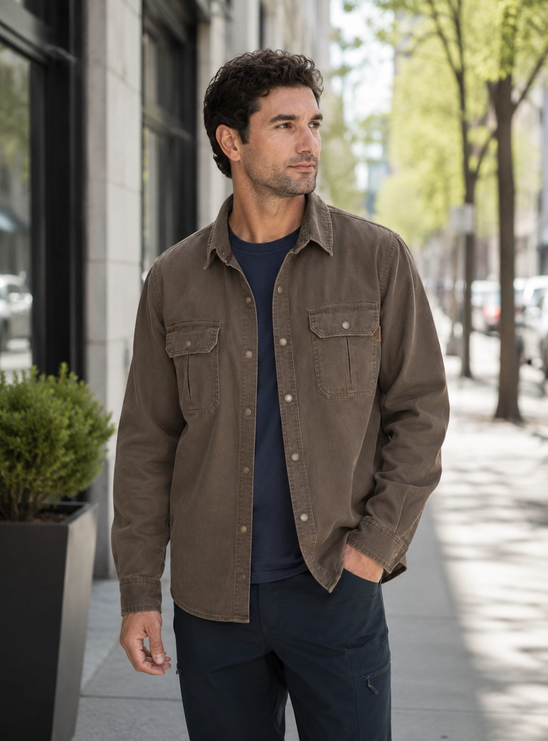 CHAQUETA OVERSHIRT TIPO MEZCILLA HOMBRE PANAMA JACK - J924 | MARRON - 1